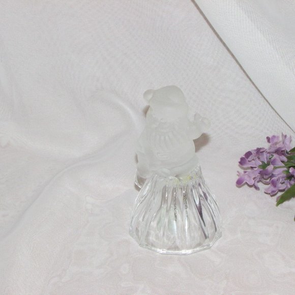 Santa Claus Dinner Bell Frosted Clear Glass Christmas Vintage Holiday Decor - Picture 5 of 7